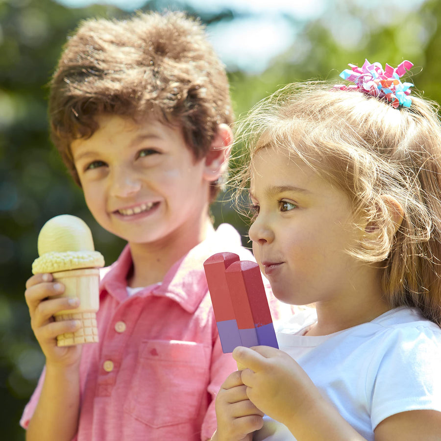 Melissa & Doug Wooden Frozen Treats Ice Cream Play Set (24 pcs) - Play Food and Accessories