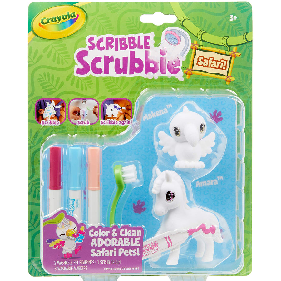 Crayola Scribble Scrubbie Safari 2 Pack Animal Toy Set Age 3+ , Zebra/Bird