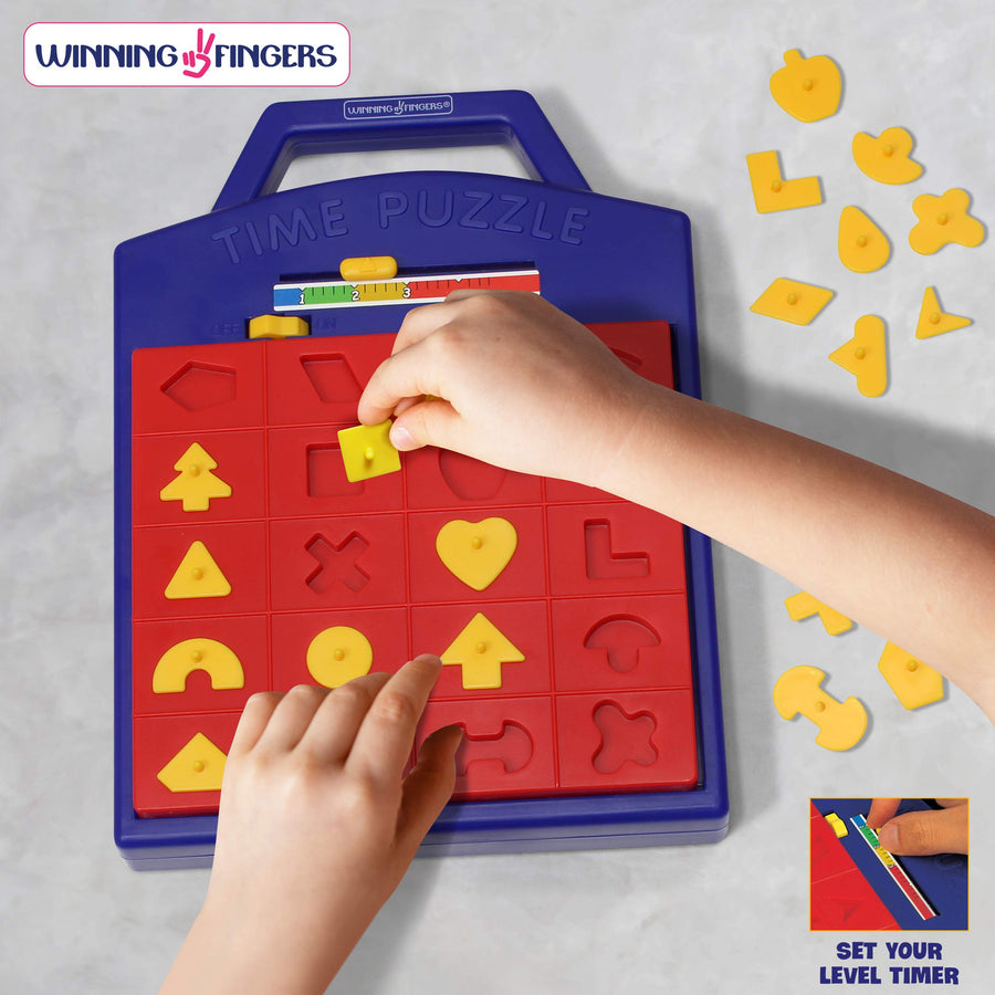 Winning Fingers Shape Toy Puzzle Game – Pop Up Board Game with Shape Puzzles - Great Educational Toy Geared for Kids Ages 3+ - Concentration Game