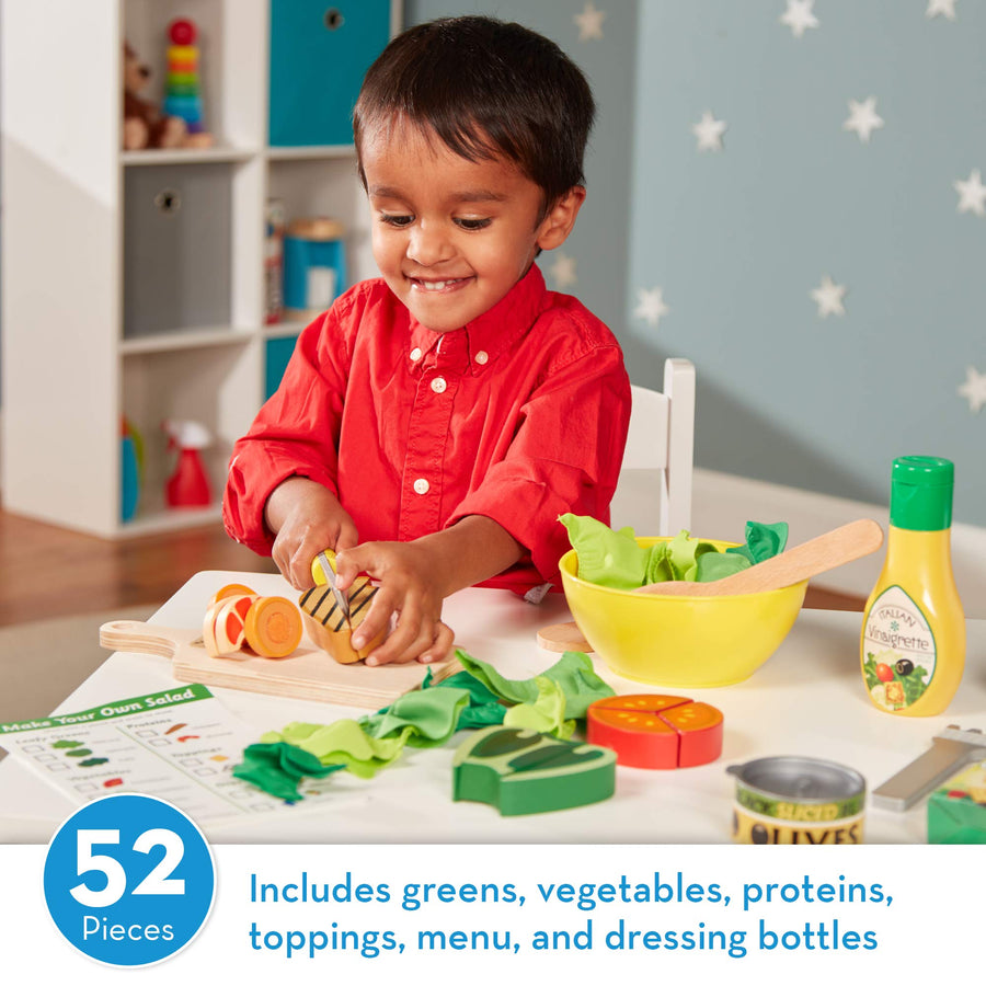 Melissa & Doug Slice and Toss Salad Play Food Set – 52 Wooden and Felt Pieces