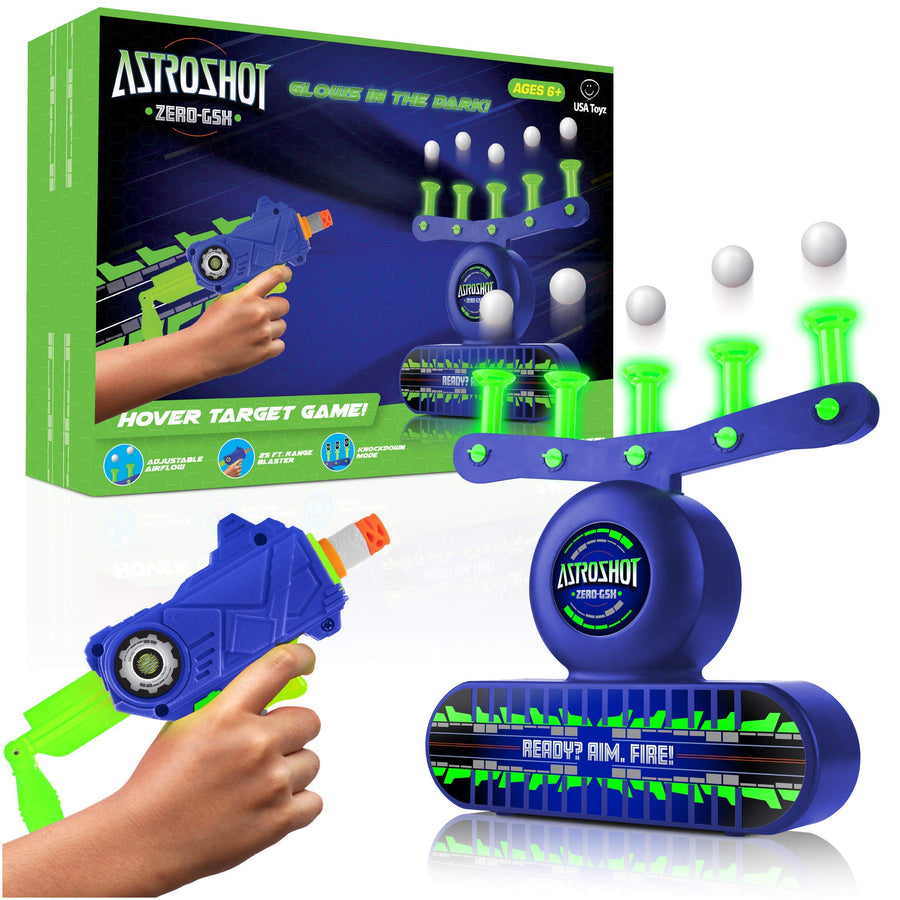 USA Toyz AstroShot Zero GSX Shooting Games for Kids - Nerf Compatible Glow in The Dark Floating Ball Targets for Shooting with Foam Blaster Toy Gun, 10 Floating Ball Targets, and 5 Flip Targets