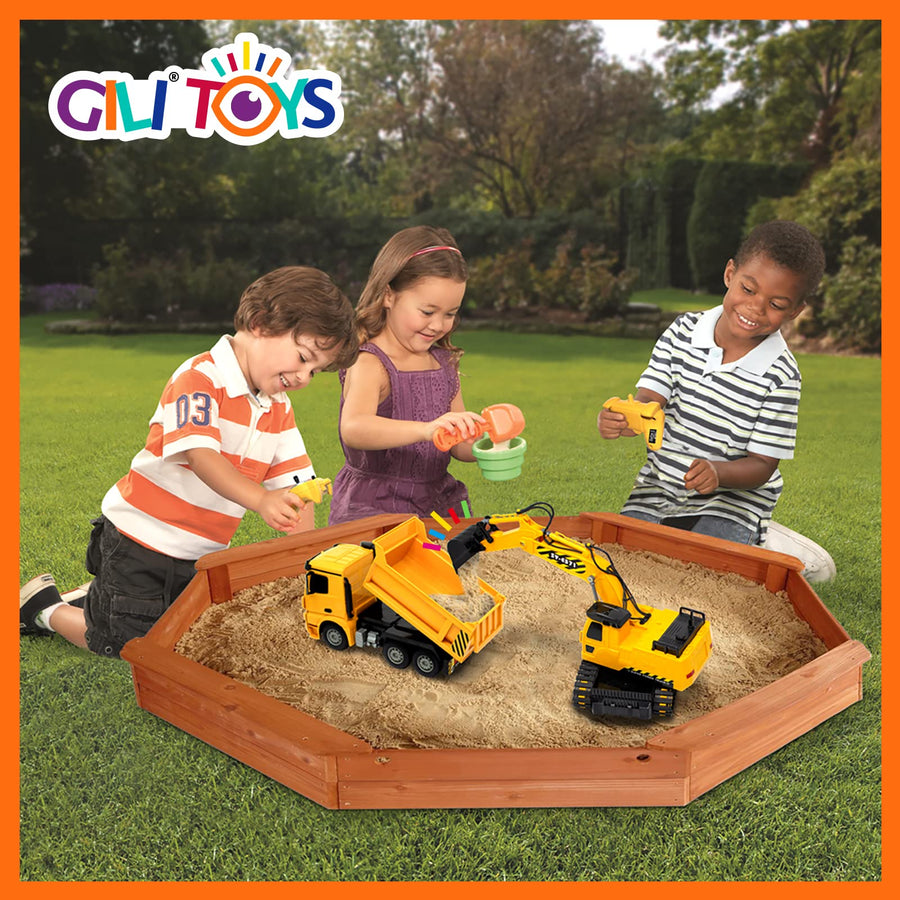 Gili RC Excavator Toy, Remote Control Hydraulic Toy Car for 4, 5, 6, 7, 8 Year Old Boys Girls, Construction Tractor Vehicle, Rechargable Engineering Digger Truck, Best Birthday Gifts for Kids Age 3yr