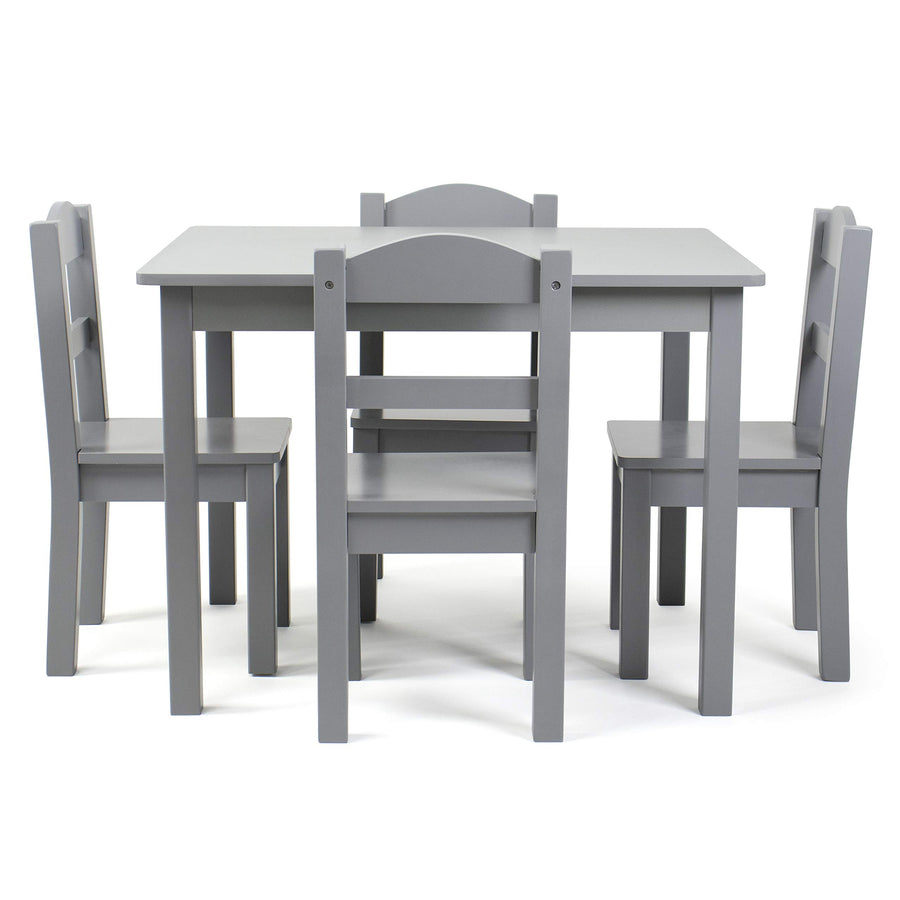 Humble Crew Kids Wood Table and 4 Chair Set, Grey