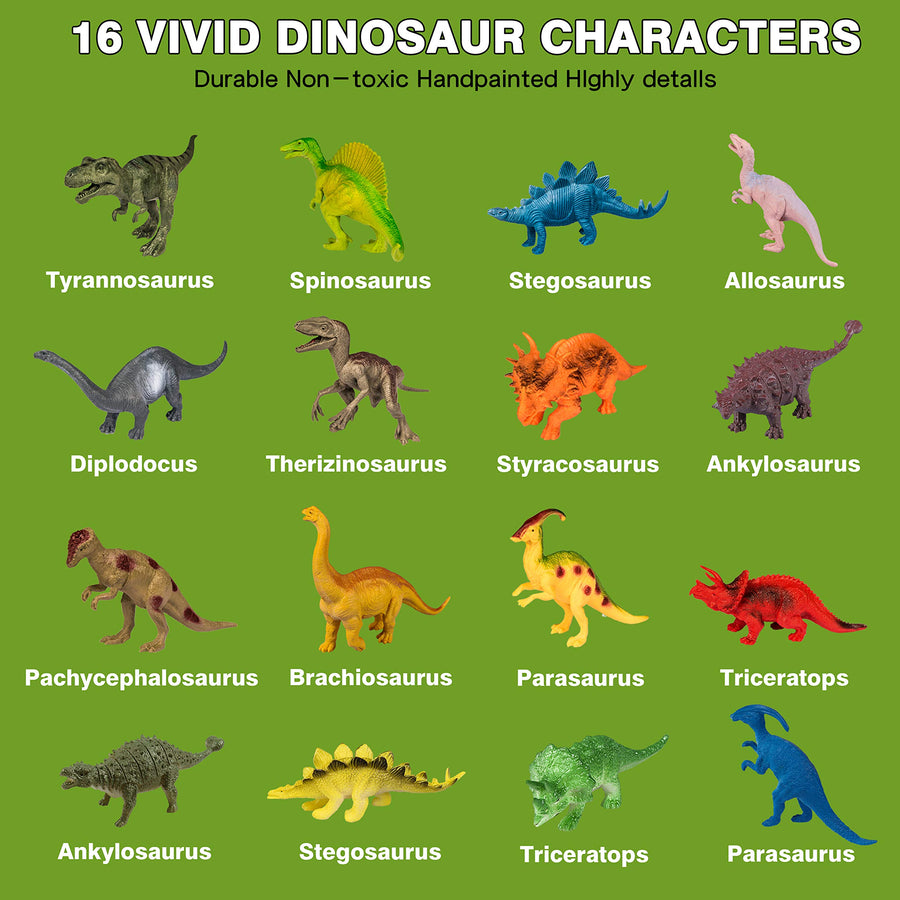 Dinosaur Toys Playset with Activity Play Mat for Kids,Realistic Dinosaur Figures, Trees,Creating a Dino World Including, Birthday Gift for Boys and Girls Ages 3 4 5 6 Years Old