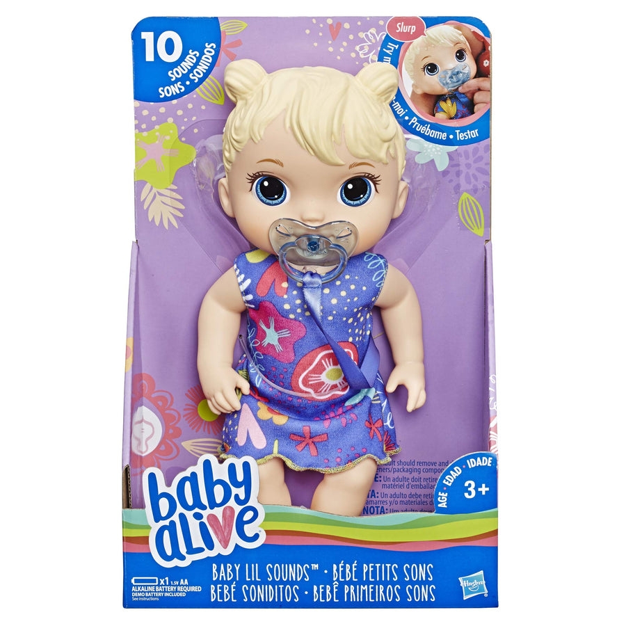 Baby Alive Baby Lil Sounds: Interactive Baby Doll for Girls & Boys Ages 3 & Up, Makes 10 Sound Effects, Including Giggles, Cries, Baby Doll with Pacifier