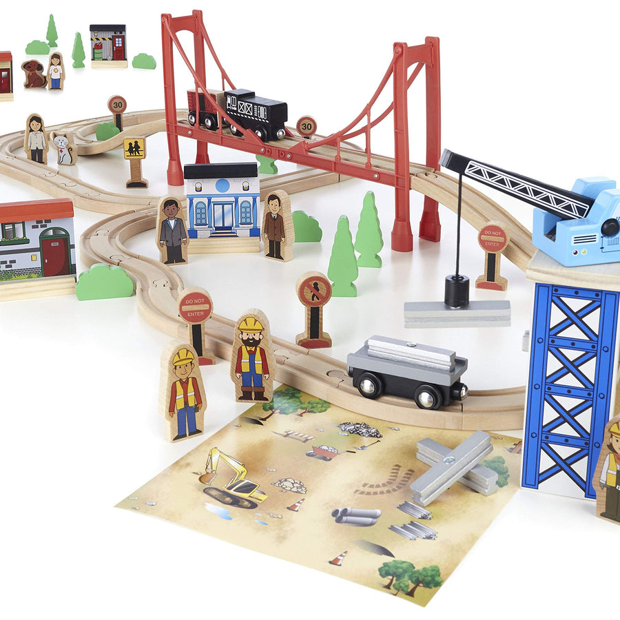 Imaginarium Mega Wooden Train Set, for Ages 3-6, 80 Pieces