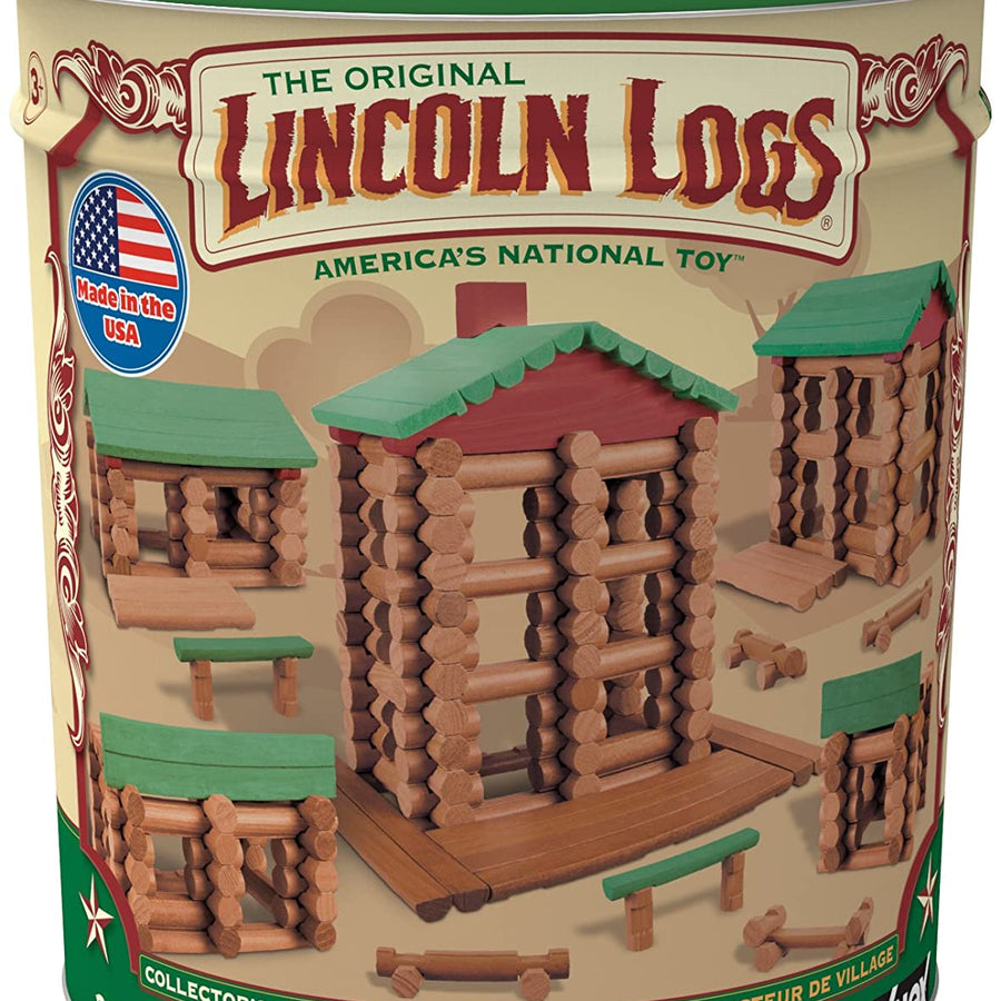 LINCOLN LOGS-Collector's Edition Village-327 Pieces-Real Wood Logs-Ages 3+ - Best Retro Building Gift Set for Boys/Girls-Creative Construction Engineering–Top Blocks Game Kit - Preschool Education Toy
