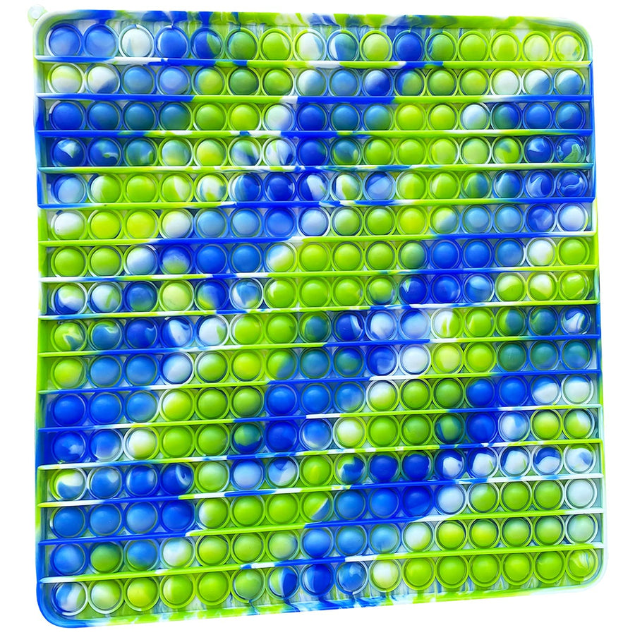 Wuximde Big Size Push Pop Bubble Sensory Fidget Toys,256 Bubbles Stress Reliever Silicone Pressure Relieving Toy,for Autistic Kids Special Needs Children Anxiety Adults (Tie dye Green)