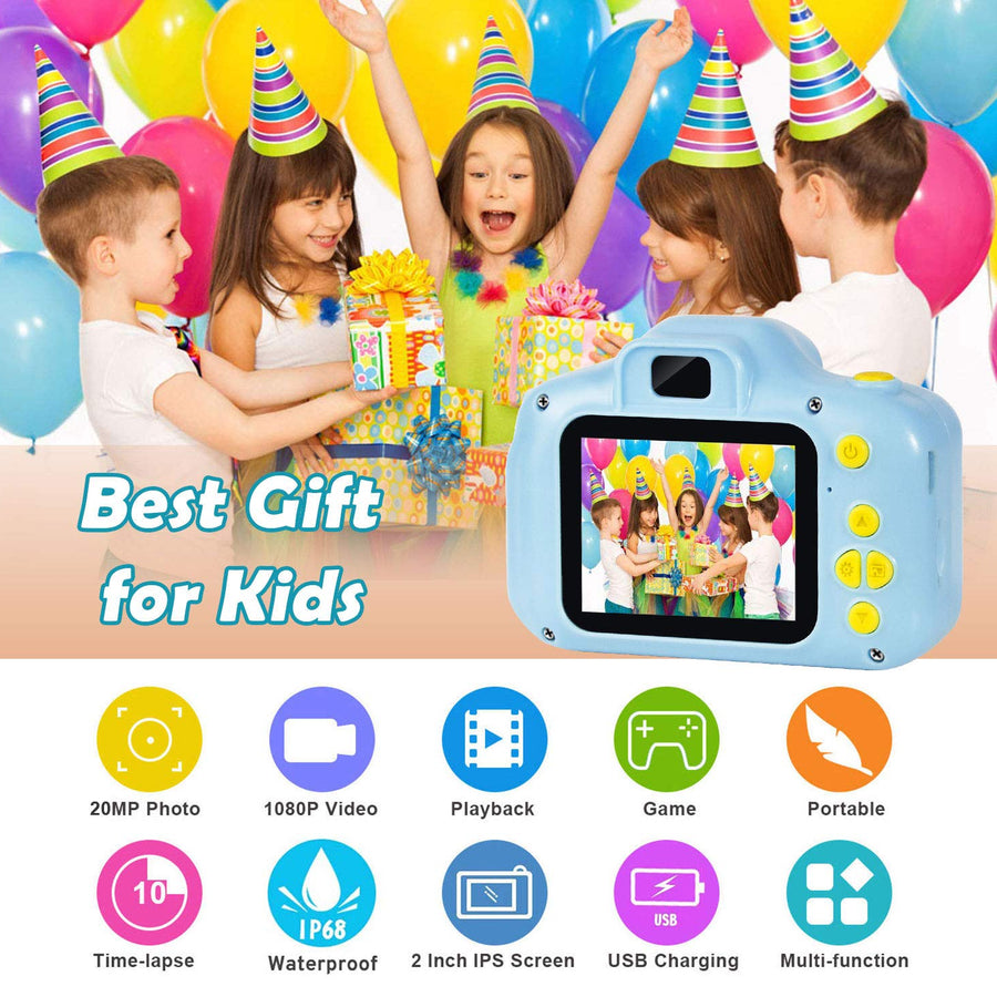 Agoigo Kids Waterproof Camera Toys for 3-12 Year Old Boys Girls Christmas Birthday Gifts Kids Underwater Sports Camera HD Children Digital Action Camera 2 Inch Screen with 32GB Card (Blue)