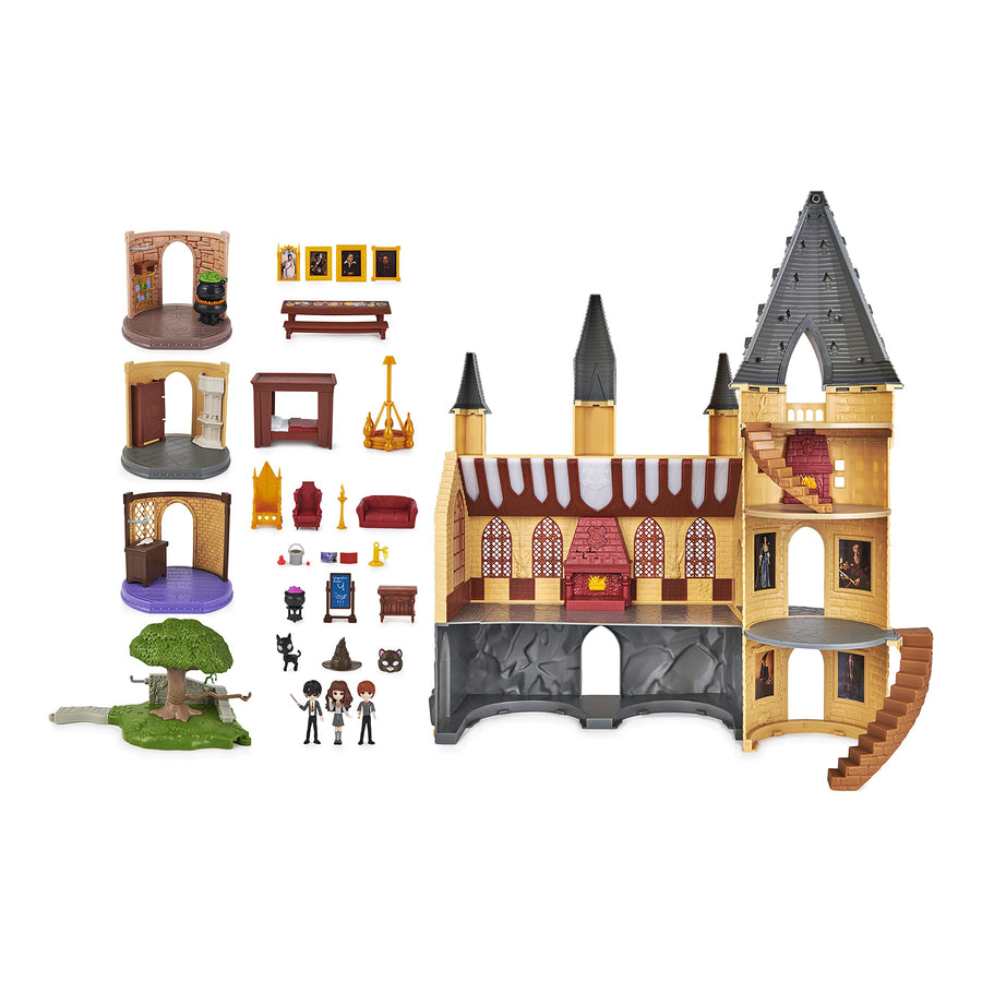 Wizarding World Harry Potter, Magical Minis Amazon Exclusive Deluxe Hogwarts Castle, 3 Classroom Playsets, 22 Accessories, 3 Figures, Lights & Sounds