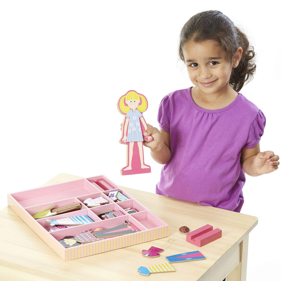 Melissa & Doug Abby and Emma Deluxe Magnetic Wooden Dress-Up Dolls Play Set (55+ pcs)