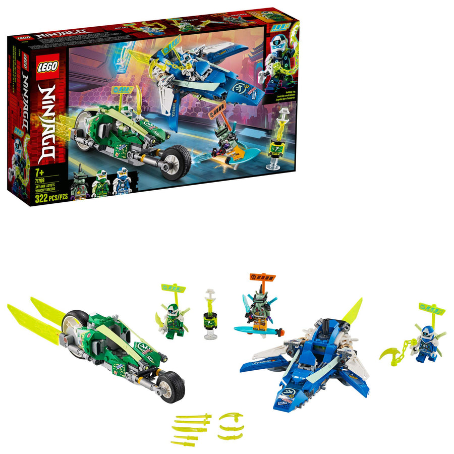 LEGO NINJAGO Jay and Lloyd’s Velocity Racers 71709 Building Kit for Kids and Hot Toys (322 Pieces)