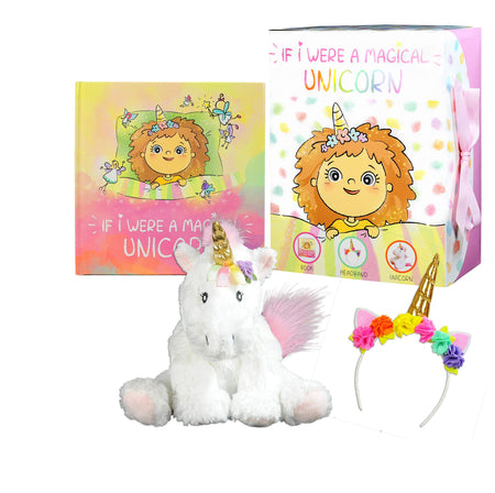 Unicorn Gift Set – Includes Book, Stuffed Plush Toy, and Headband for Girls - If I were A Magical Unicorn – Great for Birthday, Christmas, Imaginative Play