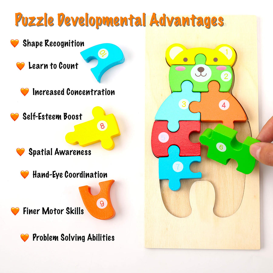 Montessori Mama Wooden Toddler Puzzles for Kids Ages 2-4 | Montessori Toys for Toddlers 2 Years Old | Wooden Puzzles for Toddlers 2-4 Years | 4-Pack Toddler Puzzle Toddler Toys