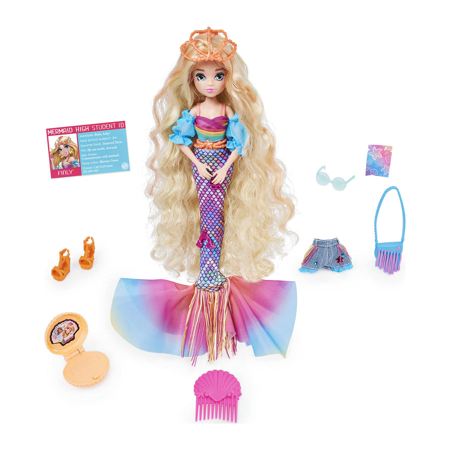 Mermaid High, Finly Deluxe Mermaid Doll & Accessories with Removable Tail, Doll Clothes and Fashion Accessories, Kids Toys for Girls Ages 4 and up