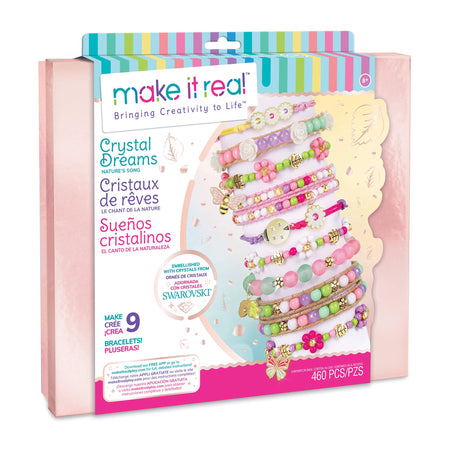 Make It Real - Crystal Dreams: Nature's Tale Jewelry - DIY Charm Bracelet Making Kit with Case - Friendship Bracelet Kit with Beads & Charms - Arts & Crafts Bead Kit for Girls - Makes 9 Bracelets