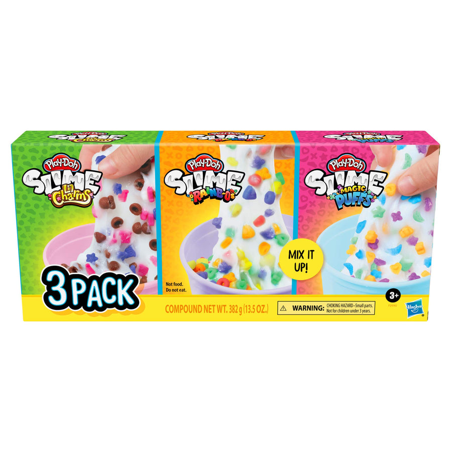 Play-Doh Slime Cereal Themed Bundle of 3 Varieties for Kids 3 Years and Up, Milky-Colored Non-Toxic Slime Compound with Mix-in Bits, 4.5-Ounce Cans