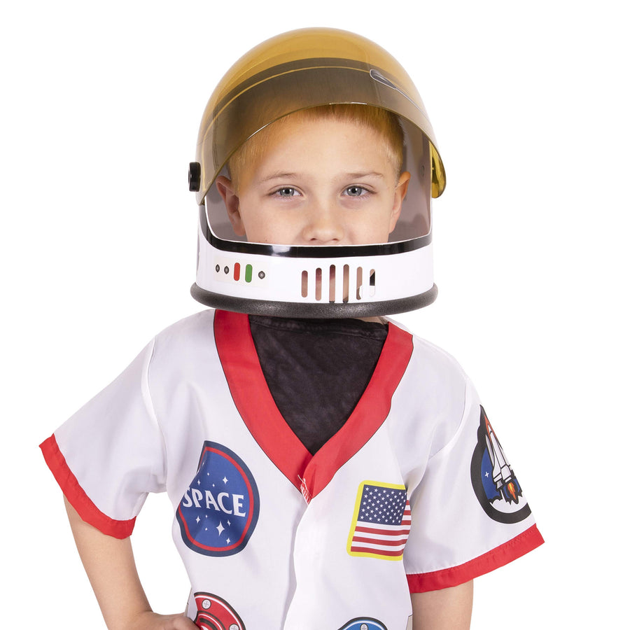 Astronaut Helmet with Movable Visor - Pretend & Play Toy for Dress Up Fun, Role Play Accessory, Birthday Party Favor Supplies, Girls, Boys, Kids and Toddler. White