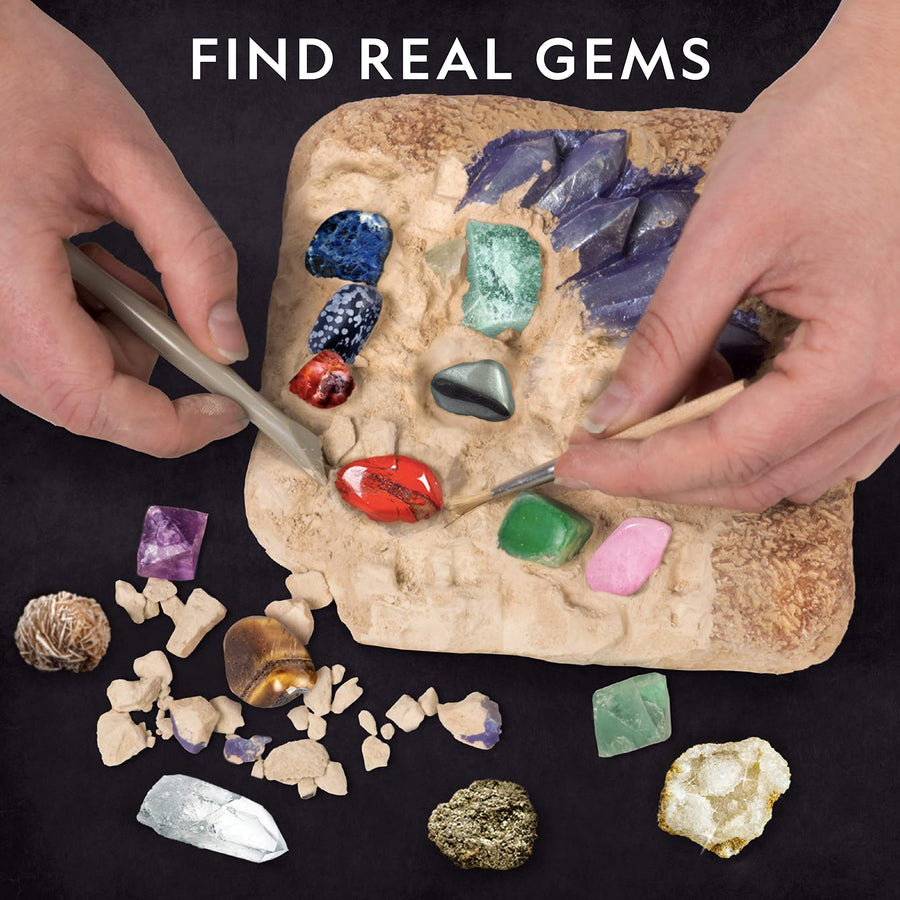 NATIONAL GEOGRAPHIC Mega Gemstone Dig Kit – Dig Up 15 Real Gems, STEM Science & Educational Toys make Great Kids Activities