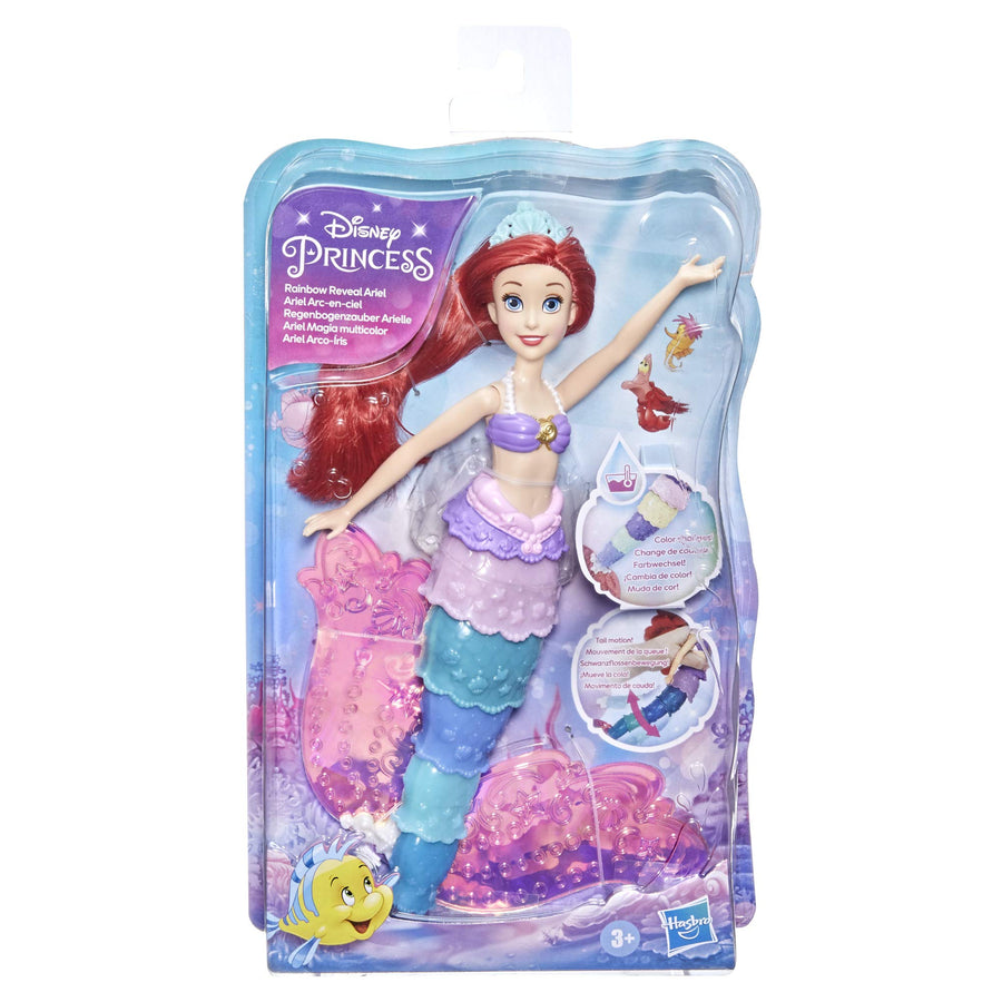 Disney Princess Rainbow Reveal Ariel, Color Change Doll, Water Toy Inspired by The Disney’s The Little Mermaid, for Girls 3 and Up