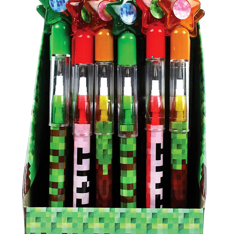 24 Pcs Pixel Miner Themed Multi Point Pencils Party Favor Mine Pixel Craft Classroom Rewards Prizes Goody Bag Treat Bag Stuffers