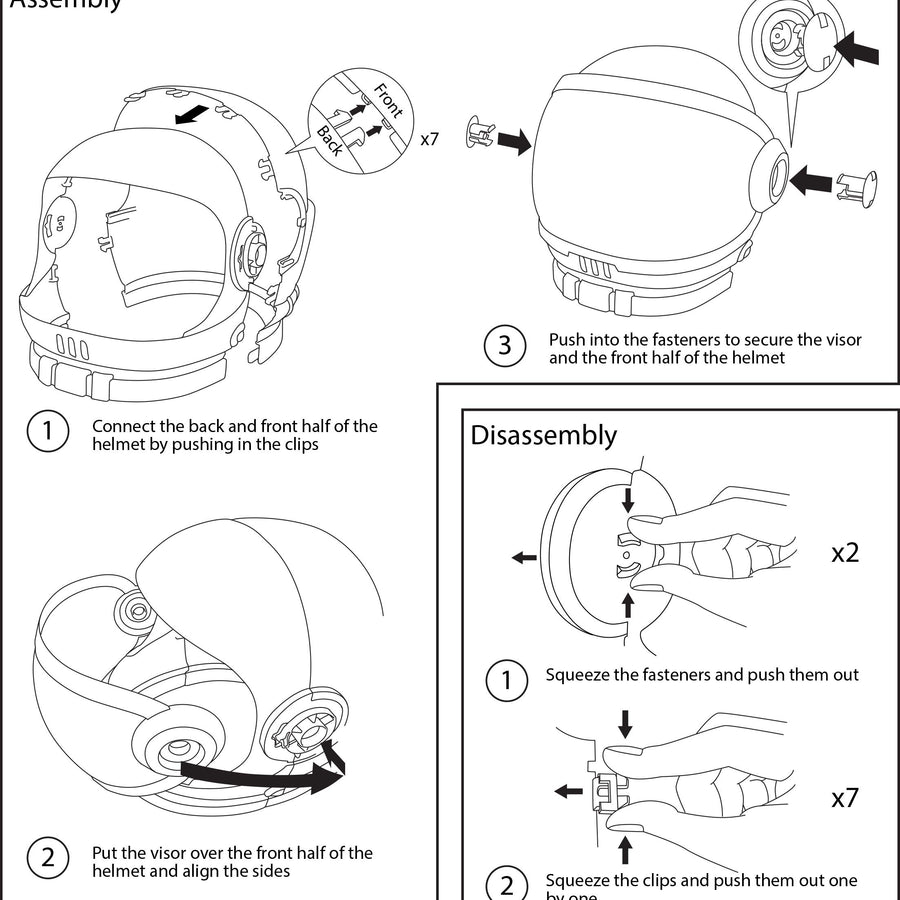Astronaut Helmet with Movable Visor Pretend Play Toy Set for School Classroom Dress Up, Role Play Accessory, Stocking, Birthday Party Favor Supplies, Girls, Boys, Kids and Toddler. White