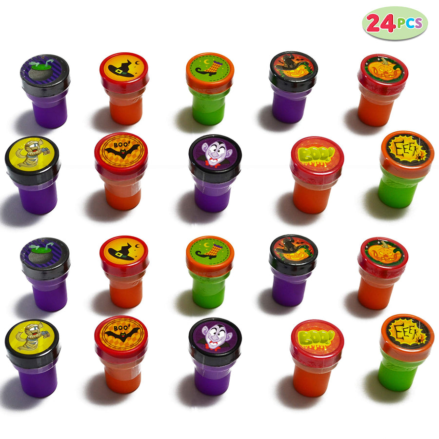 168 Pcs 24 Pack Assorted Halloween Art and Craft Stationery Kids Gift Set Trick or Treat Party Favor Toy Including Halloween Bag, Notepads, Stamps, Pencils, Stickers and Temporary Tattoos