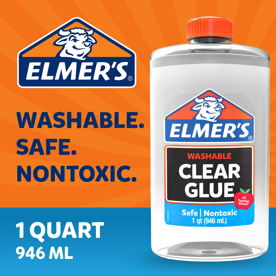 Elmer's Clear Liquid School Glue, Slime Glue, & Craft Glue | Large 32 Ounces for School Supplies & Slime Supplies | Washable Glue