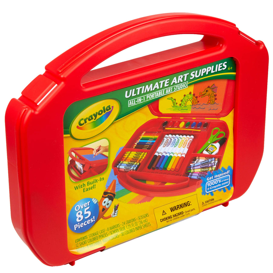 Crayola Ultimate Art Case With Easel, 85 Pieces, Gift For Kids Multicolor, 12 1/4" x 15 3/4" x 2 1/4"