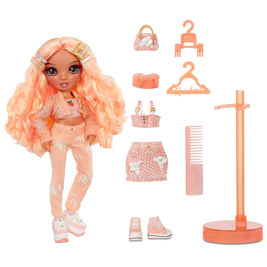Rainbow High Series 3 Georgia Bloom Fashion Doll – Peach (Light Orange) with 2 Designer Outfits to Mix & Match Accessories, Gift for Kids and Collectors, Toys for Kids Ages 6 7 8+ to 12 Years Old