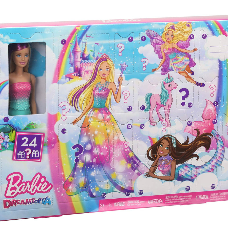 Barbie Dreamtopia Advent Calendar: Blonde Doll, 3 Fairytale Doll Fashions, 10 Accessories and 10 Storytelling Pieces Including 3 Pets, for 3 to 7 Years Old