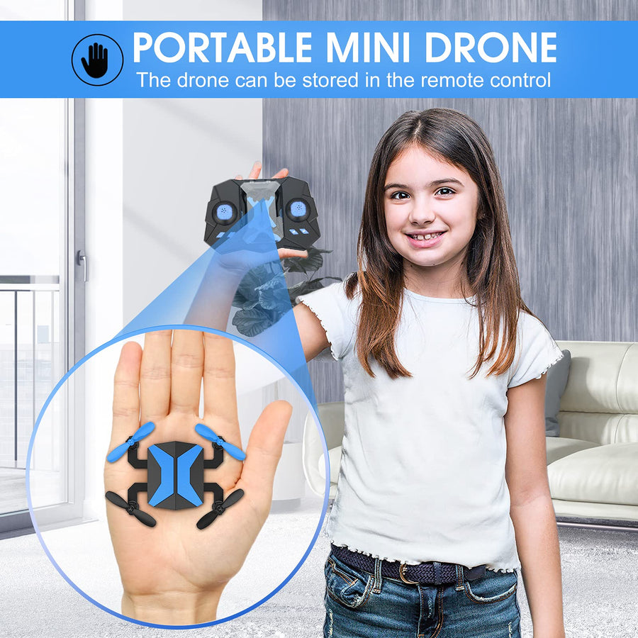 Drone with Camera Drones for Kids Beginners, RC Quadcopter with App FPV Video, Voice Control, Altitude Hold, Headless Mode, Trajectory Flight, Foldable Kids Drone Boys Gifts Girls Toys-Light Blue