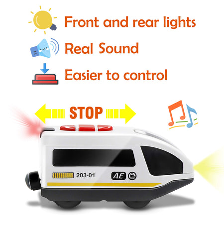 Battery Operated Action Locomotive Train (Magnetic Connection)- Powerful Engine Bullet Train Compatible with Thomas, Brio, Chuggington Wooden Train and Tracks- Toys Car for Toddlers