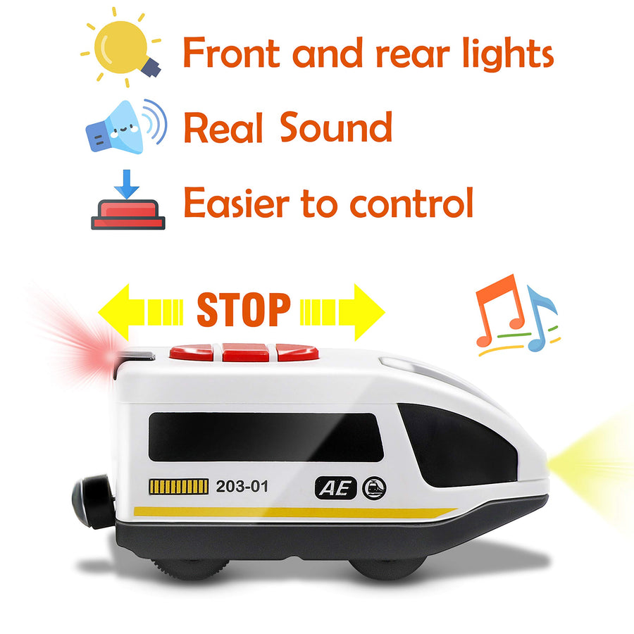 Battery Operated Action Locomotive Train (Magnetic Connection)- Powerful Engine Bullet Train Compatible with Thomas, Brio, Chuggington Wooden Train and Tracks- Toys Car for Toddlers