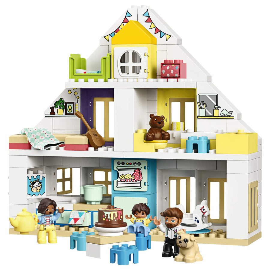 LEGO DUPLO Town Modular Playhouse 10929 Dollhouse with Furniture and a Family, Great Educational Toy for Toddlers (130 Pieces)