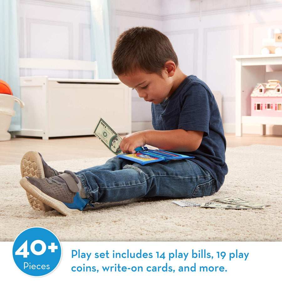 Melissa & Doug Pretend-to-Spend Toy Wallet With Play Money and Cards (45 pcs)