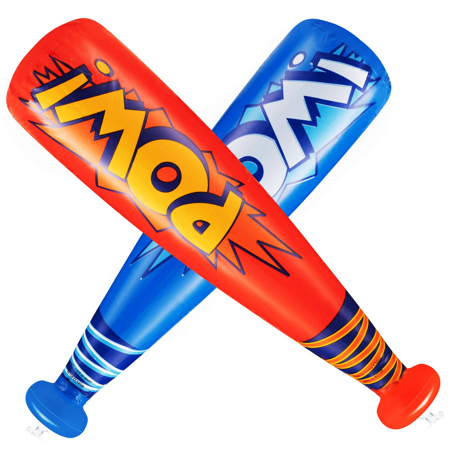 Bedwina Pow Inflatable Baseball Bats - (Pack of 12) Oversized 20 Inch Inflatable Toy Bat, Carnival Prizes, Goodie Bag Favors or Superhero Birthday Party Prizes for Kids