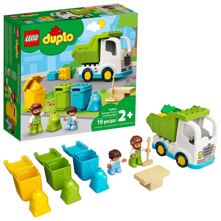 LEGO DUPLO Town Garbage Truck and Recycling 10945 Educational Building Toy; Recycling Truck for Toddlers and Kids; New 2021 (19 Pieces)