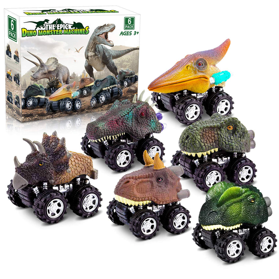 Dinosaur Toys for 3 Year Old Boys, Pull Back Dinosaur Toys for 5 Year Old Boy 6 Pack Set Car Toys for 4 Year Old Boys Christmas Birthday Gifts for Kids 2 3 4 5 6 Year Old Boys Girls