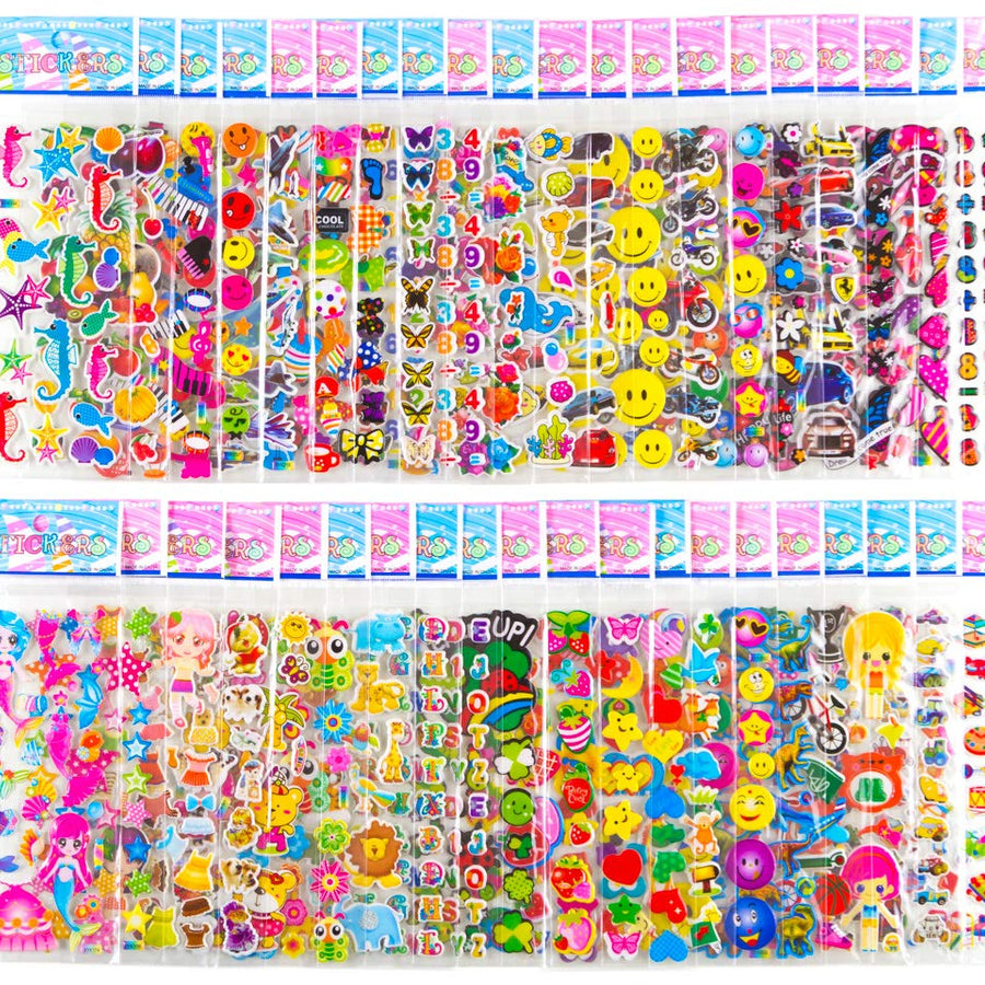 Sticker Sheets Stickers for Kids - 40 Different Kids Bulk Stickers 1200+ Fun Stickers for Girls Boy Stickers Kids Stickers for Toddlers Puffy Stickers Assorted Scrapbook Stickers Dress Up Sticker
