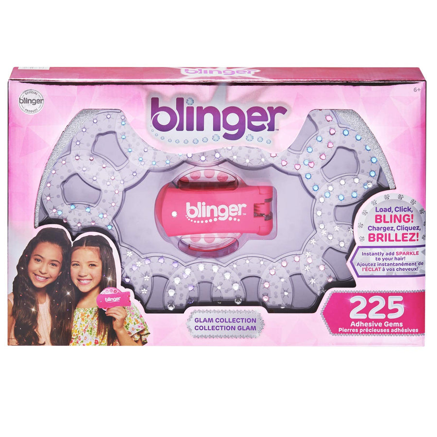Blinger Ultimate Set, Glam Collection, Comes with Glam Styling Tool & 225 Gems - Load, Click, Bling! Hair, Fashion, Anything! (Amazon Exclusive), Pink