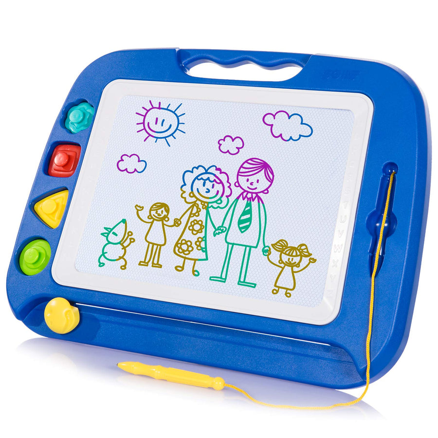SGILE Magnetic Drawing Board Toy for Kids, Large Doodle Board Writing Painting Sketch Pad, Blue