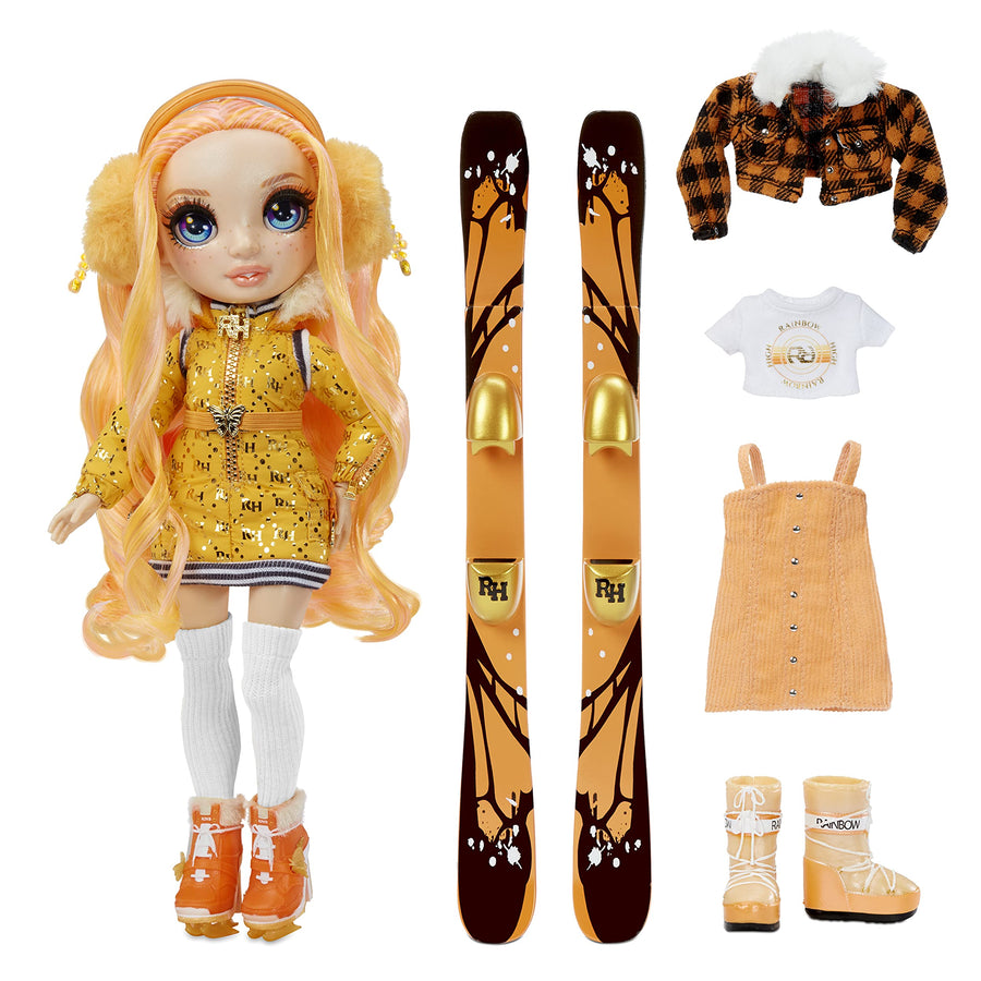Rainbow High Winter Break Poppy Rowan – Orange Fashion Doll and Playset with 2 Designer Outfits, Pair of Skis and Accessories, Gift for Kids and Collectors, Toys for Kids Ages 6 7 8+ to 12 Years Old