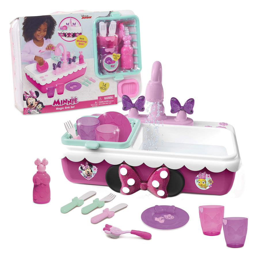 Minnie's Happy Helpers Magic Sink Set, Pretend Play Working Sink, Kids Kitchen Set Toys, by Just Play