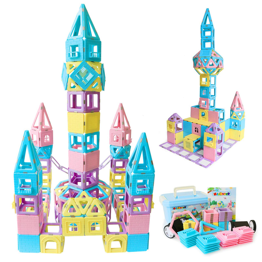 MAGBLOCK Magnetic Building Blocks STEM Educational Toys Tiles Set for Boys & Girls Magnet Stacking Block Sets for Kid's Basic Skills Learning & Development Toys-Great Gifts 103PCS