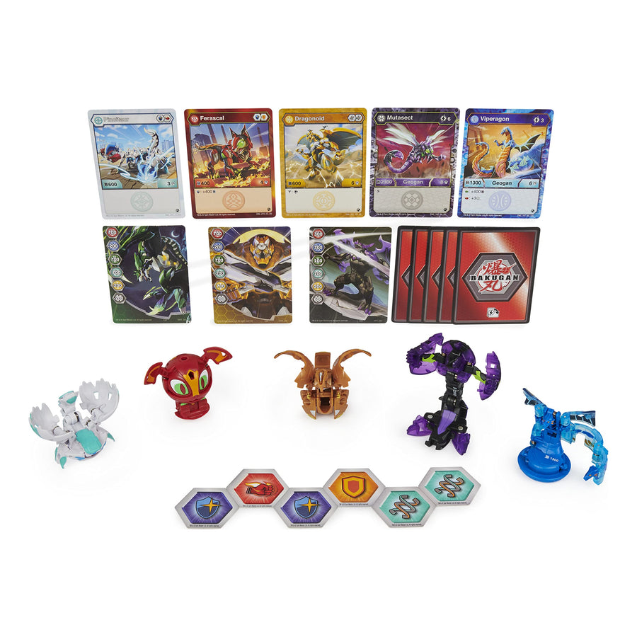 Bakugan Geogan Brawler 5-Pack, Exclusive Mutasect and Viperagon Geogan and 3 Collectible Action Figures, Kids Toys for Boys