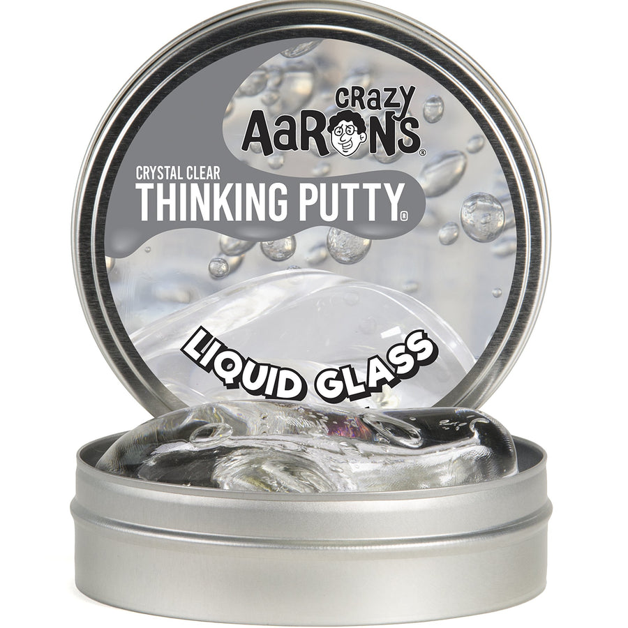 Crazy Aaron's Liquid Glass Thinking Putty 4 Inch Tin (3.2 oz) - See-Through Putty, Soft Texture - Never Dries Out