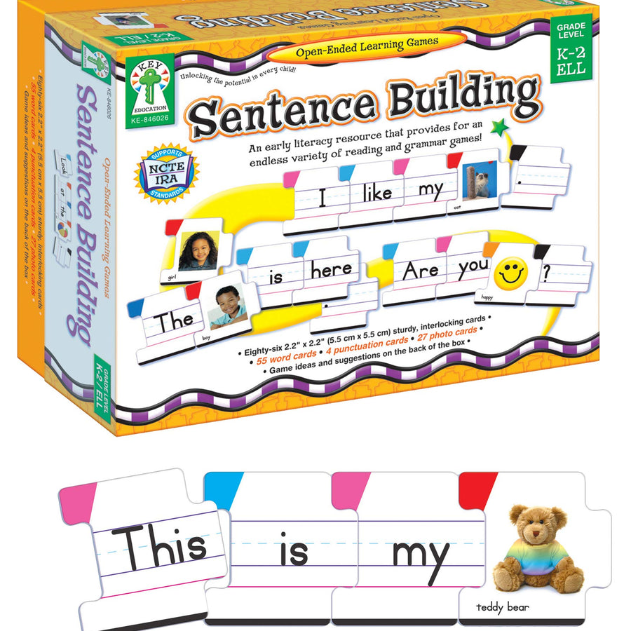 Key Education Sentence Building for Kids—Sight Word Builder for Early Reading, Speech, Writing, Language, Literacy Resource for Kindergarten-2nd Grade