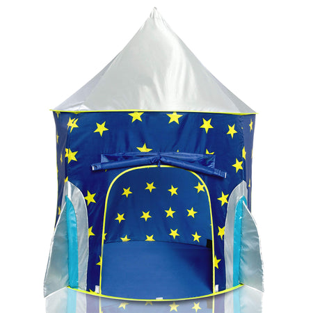 USA Toyz Rocket Ship Pop Up Kids Tent - Spaceship Rocket Indoor Playhouse Tent for Boys and Girls with Included Space Projector Toy and Kids Tent Storage Carry Bag