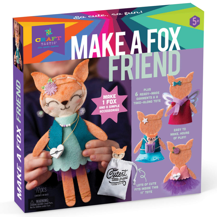 Craft-tastic – Make a Fox Friend Craft Kit – Learn to Make 1 Easy-to-Sew Stuffie with Clothes & Accessories